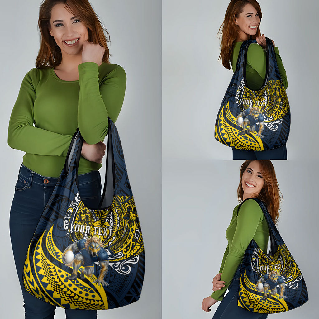 Personalised North Queensland Cowboys Grocery Bag Polynesian Tribal Art Style With Powerful Blue Heeler Mascot