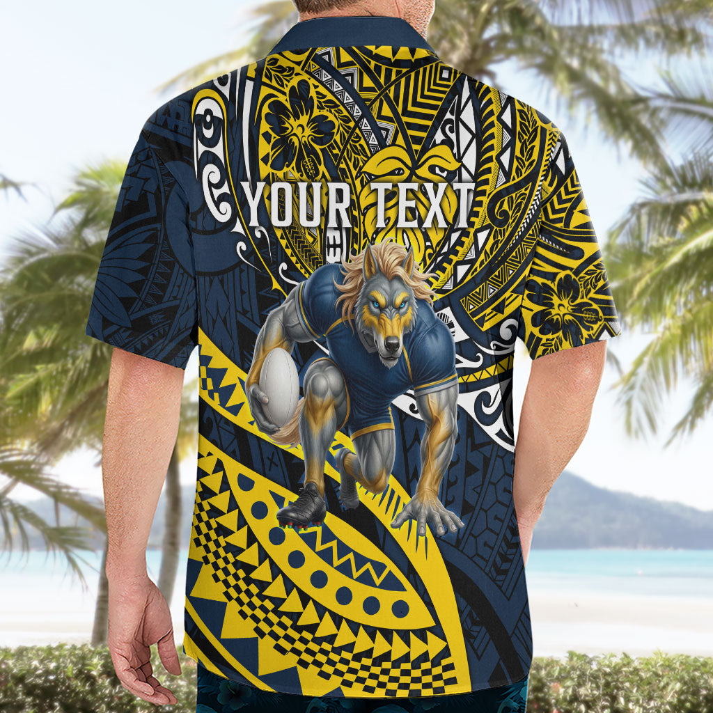 Personalised North Queensland Cowboys Hawaiian Shirt Polynesian Tribal Art Style With Powerful Blue Heeler Mascot