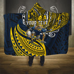 Personalised North Queensland Cowboys Hooded Blanket Polynesian Tribal Art Style With Powerful Blue Heeler Mascot