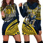 Personalised North Queensland Cowboys Hoodie Dress Polynesian Tribal Art Style With Powerful Blue Heeler Mascot
