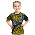 Personalised North Queensland Cowboys Kid T Shirt Polynesian Tribal Art Style With Powerful Blue Heeler Mascot