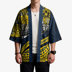 Personalised North Queensland Cowboys Kimono Polynesian Tribal Art Style With Powerful Blue Heeler Mascot