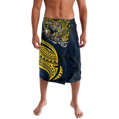 Personalised North Queensland Cowboys Lavalava Polynesian Tribal Art Style With Powerful Blue Heeler Mascot