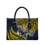 Personalised North Queensland Cowboys Leather Bag Polynesian Tribal Art Style With Powerful Blue Heeler Mascot