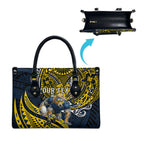 Personalised North Queensland Cowboys Leather Bag Polynesian Tribal Art Style With Powerful Blue Heeler Mascot