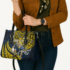 Personalised North Queensland Cowboys Leather Bag Polynesian Tribal Art Style With Powerful Blue Heeler Mascot