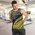 Personalised North Queensland Cowboys Men Tank Top Polynesian Tribal Art Style With Powerful Blue Heeler Mascot