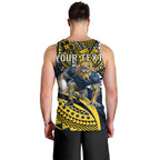 Personalised North Queensland Cowboys Men Tank Top Polynesian Tribal Art Style With Powerful Blue Heeler Mascot