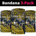 Personalised North Queensland Cowboys Neck Gaiter Polynesian Tribal Art Style With Powerful Blue Heeler Mascot