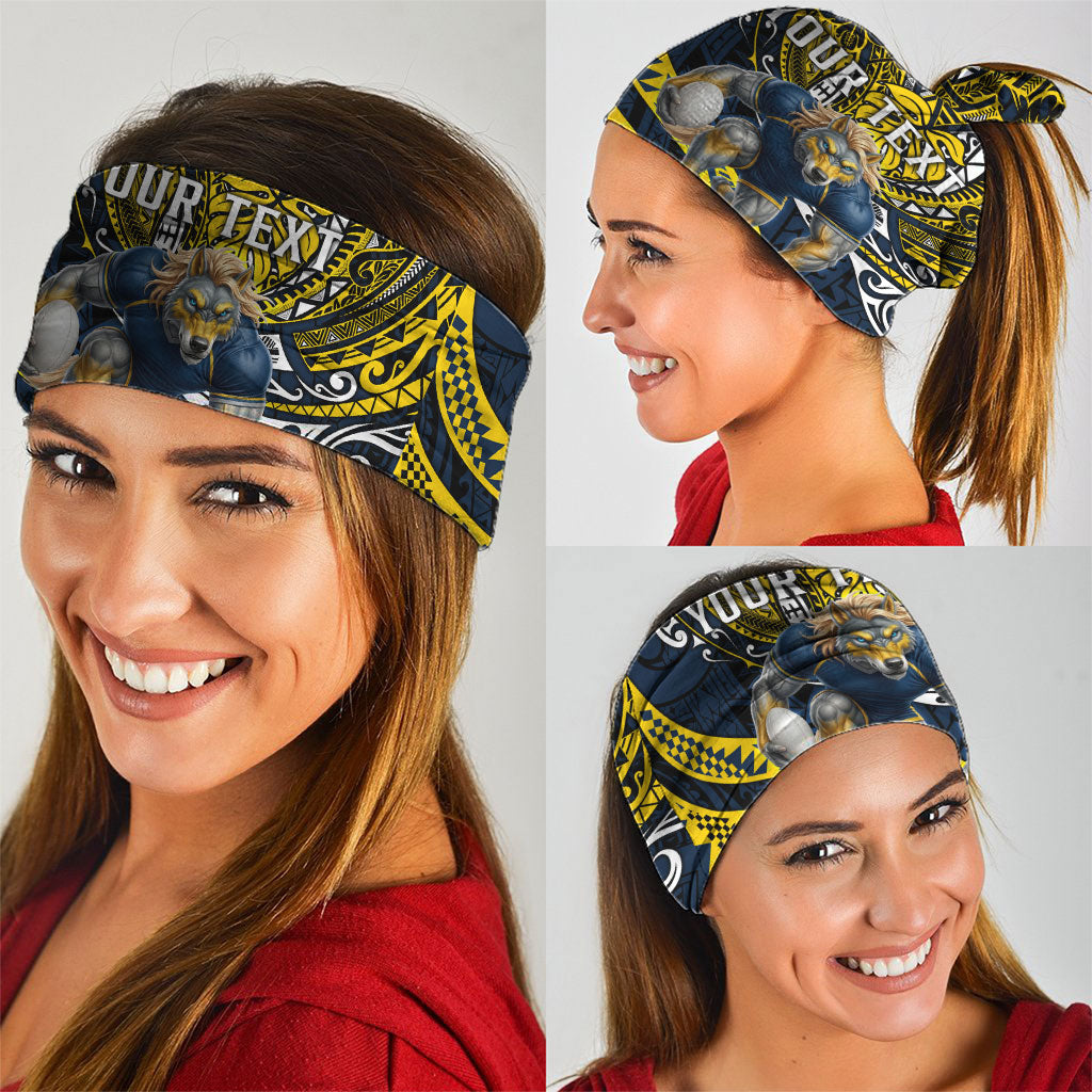Personalised North Queensland Cowboys Neck Gaiter Polynesian Tribal Art Style With Powerful Blue Heeler Mascot