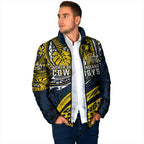 Personalised North Queensland Cowboys Padded Jacket Polynesian Tribal Art Style With Powerful Blue Heeler Mascot
