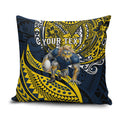 Personalised North Queensland Cowboys Pillow Cover Polynesian Tribal Art Style With Powerful Blue Heeler Mascot