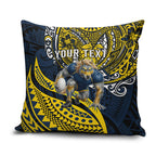 Personalised North Queensland Cowboys Pillow Cover Polynesian Tribal Art Style With Powerful Blue Heeler Mascot