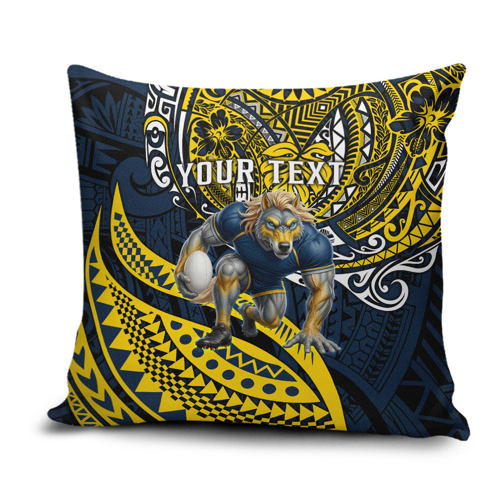 Personalised North Queensland Cowboys Pillow Cover Polynesian Tribal Art Style With Powerful Blue Heeler Mascot