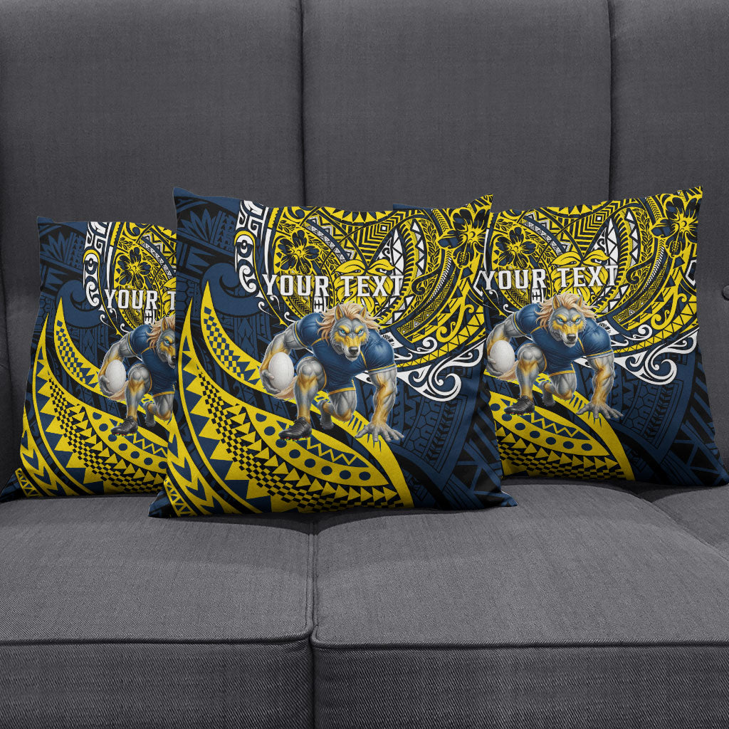 Personalised North Queensland Cowboys Pillow Cover Polynesian Tribal Art Style With Powerful Blue Heeler Mascot