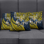 Personalised North Queensland Cowboys Pillow Cover Polynesian Tribal Art Style With Powerful Blue Heeler Mascot