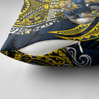 Personalised North Queensland Cowboys Pillow Cover Polynesian Tribal Art Style With Powerful Blue Heeler Mascot