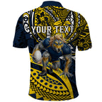 Personalised North Queensland Cowboys Polo Shirt Polynesian Tribal Art Style With Powerful Blue Heeler Mascot