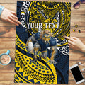 Personalised North Queensland Cowboys Puzzle Polynesian Tribal Art Style With Powerful Blue Heeler Mascot