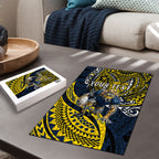 Personalised North Queensland Cowboys Puzzle Polynesian Tribal Art Style With Powerful Blue Heeler Mascot
