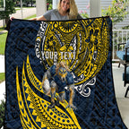 Personalised North Queensland Cowboys Quilt Polynesian Tribal Art Style With Powerful Blue Heeler Mascot