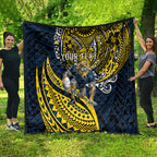 Personalised North Queensland Cowboys Quilt Polynesian Tribal Art Style With Powerful Blue Heeler Mascot