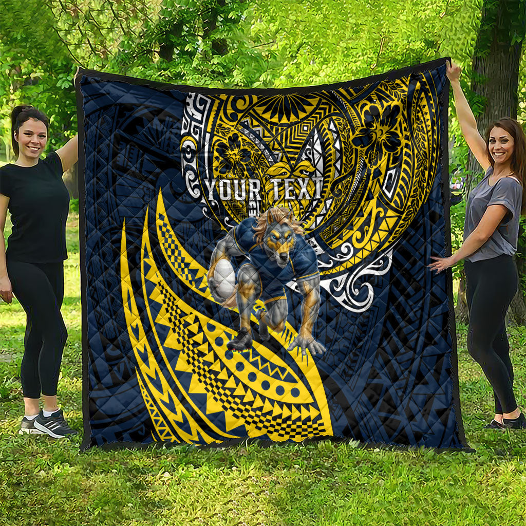 Personalised North Queensland Cowboys Quilt Polynesian Tribal Art Style With Powerful Blue Heeler Mascot