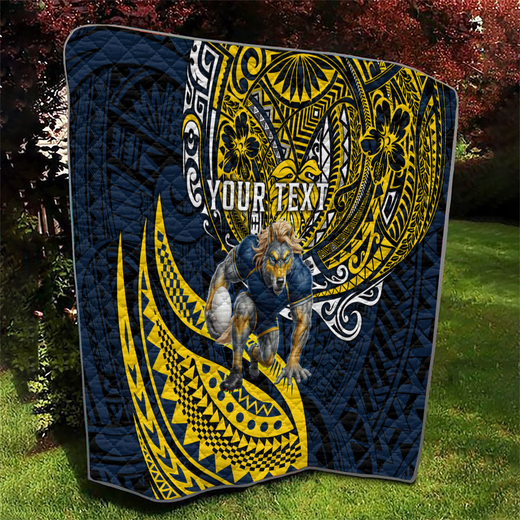 Personalised North Queensland Cowboys Quilt Polynesian Tribal Art Style With Powerful Blue Heeler Mascot
