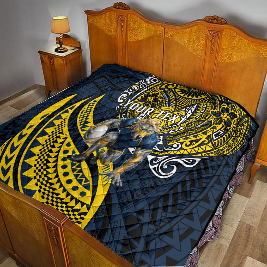 Personalised North Queensland Cowboys Quilt Polynesian Tribal Art Style With Powerful Blue Heeler Mascot