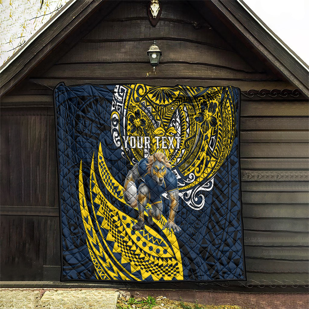 Personalised North Queensland Cowboys Quilt Polynesian Tribal Art Style With Powerful Blue Heeler Mascot