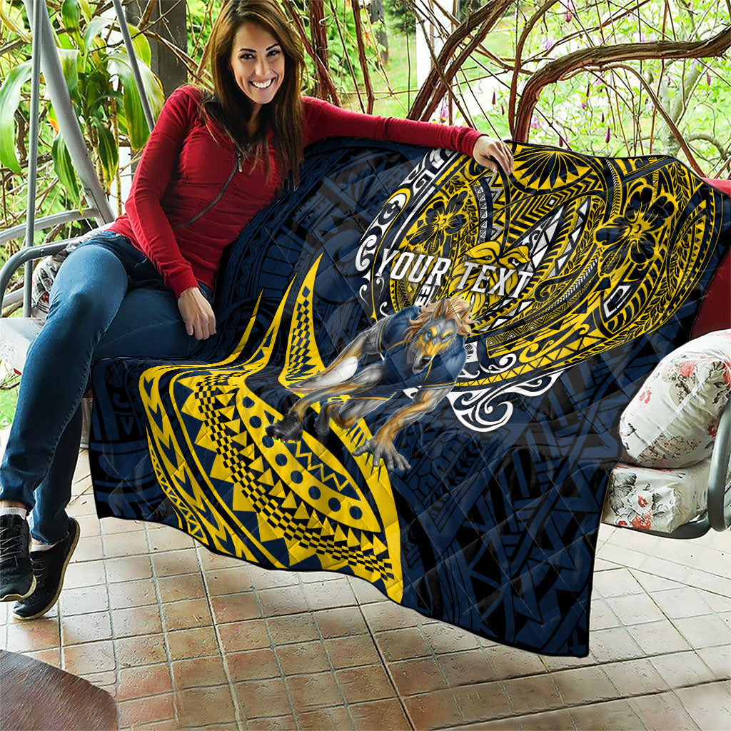 Personalised North Queensland Cowboys Quilt Polynesian Tribal Art Style With Powerful Blue Heeler Mascot