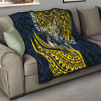 Personalised North Queensland Cowboys Quilt Polynesian Tribal Art Style With Powerful Blue Heeler Mascot