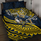 Personalised North Queensland Cowboys Quilt Bed Set Polynesian Tribal Art Style With Powerful Blue Heeler Mascot