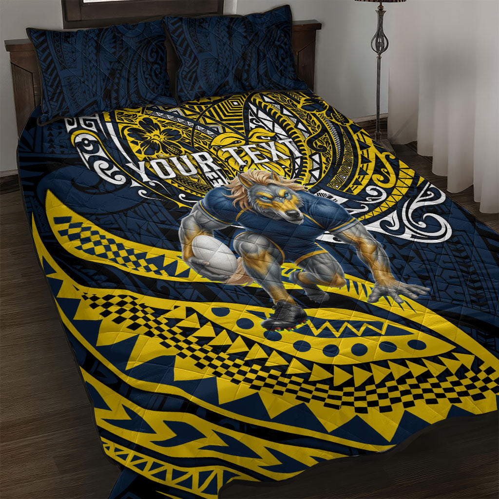 Personalised North Queensland Cowboys Quilt Bed Set Polynesian Tribal Art Style With Powerful Blue Heeler Mascot