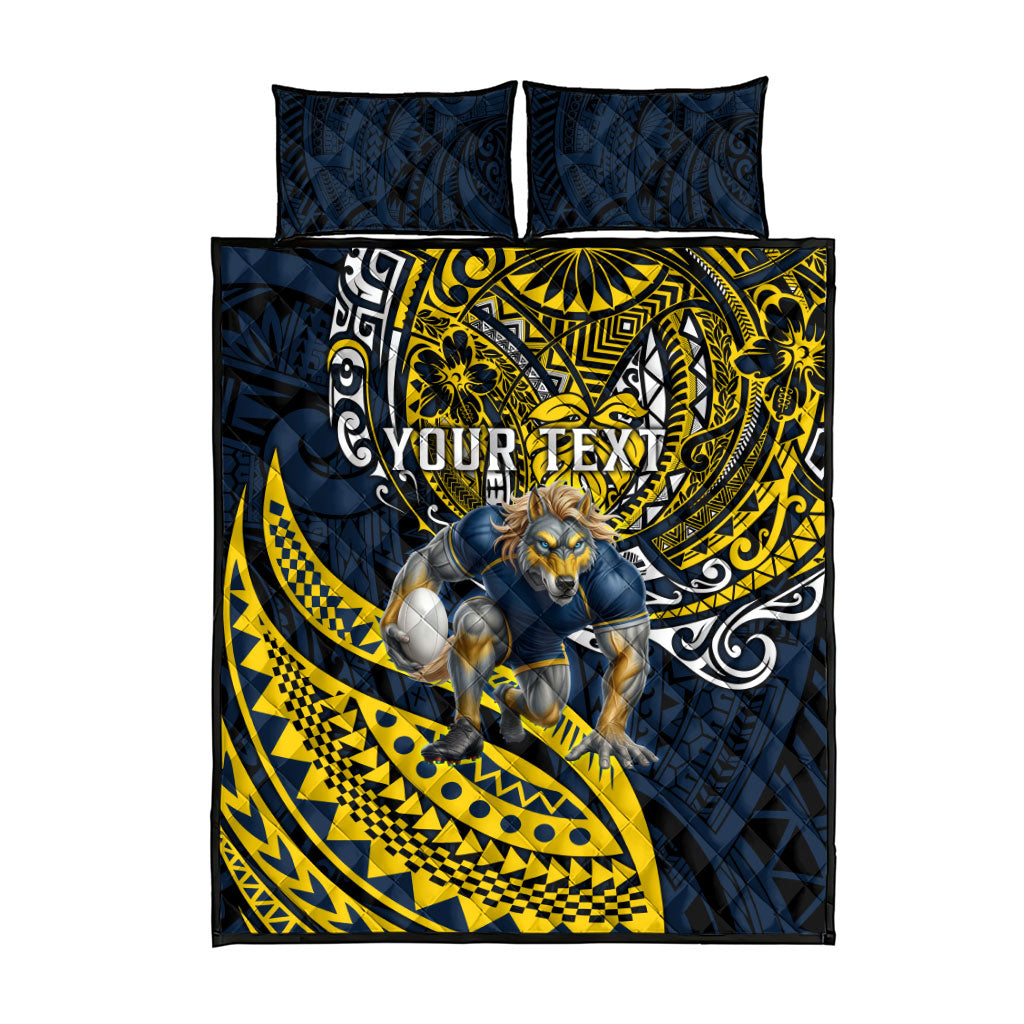 Personalised North Queensland Cowboys Quilt Bed Set Polynesian Tribal Art Style With Powerful Blue Heeler Mascot