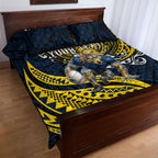 Personalised North Queensland Cowboys Quilt Bed Set Polynesian Tribal Art Style With Powerful Blue Heeler Mascot