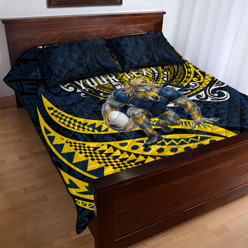 Personalised North Queensland Cowboys Quilt Bed Set Polynesian Tribal Art Style With Powerful Blue Heeler Mascot
