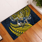 Personalised North Queensland Cowboys Rubber Doormat Polynesian Tribal Art Style With Powerful Blue Heeler Mascot