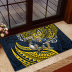 Personalised North Queensland Cowboys Rubber Doormat Polynesian Tribal Art Style With Powerful Blue Heeler Mascot