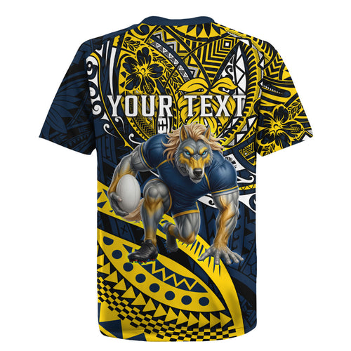 Personalised North Queensland Cowboys Rugby Jersey Polynesian Tribal Art Style With Powerful Blue Heeler Mascot