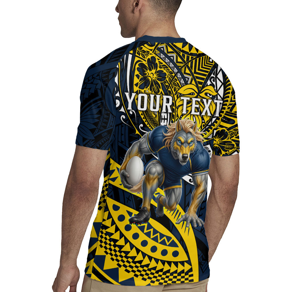 Personalised North Queensland Cowboys Rugby Jersey Polynesian Tribal Art Style With Powerful Blue Heeler Mascot