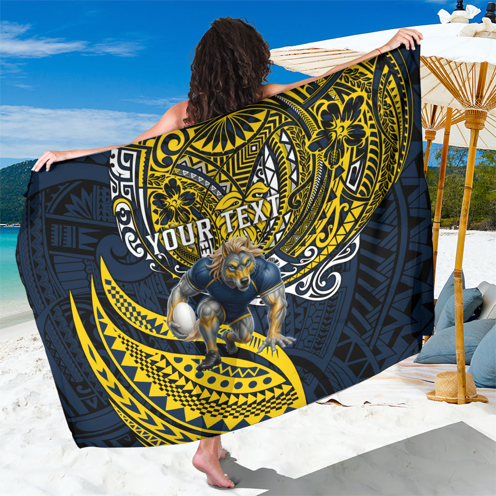 Personalised North Queensland Cowboys Sarong Polynesian Tribal Art Style With Powerful Blue Heeler Mascot