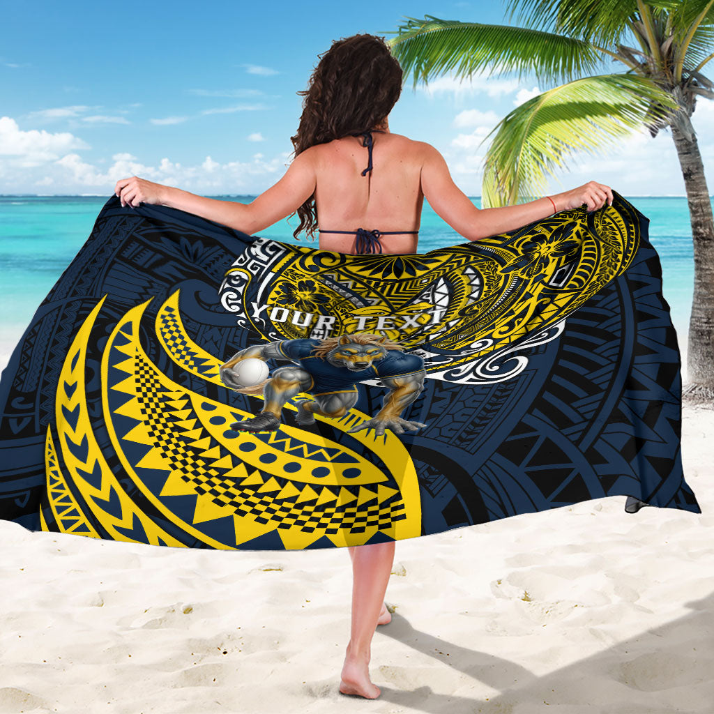 Personalised North Queensland Cowboys Sarong Polynesian Tribal Art Style With Powerful Blue Heeler Mascot
