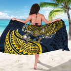 Personalised North Queensland Cowboys Sarong Polynesian Tribal Art Style With Powerful Blue Heeler Mascot
