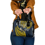 Personalised North Queensland Cowboys Shoulder Handbag Polynesian Tribal Art Style With Powerful Blue Heeler Mascot