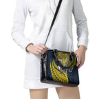 Personalised North Queensland Cowboys Shoulder Handbag Polynesian Tribal Art Style With Powerful Blue Heeler Mascot