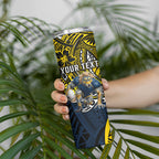 Personalised North Queensland Cowboys Skinny Tumbler Polynesian Tribal Art Style With Powerful Blue Heeler Mascot