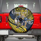 Personalised North Queensland Cowboys Spare Tire Cover Polynesian Tribal Art Style With Powerful Blue Heeler Mascot