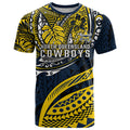Personalised North Queensland Cowboys T Shirt Polynesian Tribal Art Style With Powerful Blue Heeler Mascot