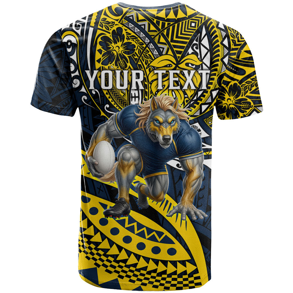 Personalised North Queensland Cowboys T Shirt Polynesian Tribal Art Style With Powerful Blue Heeler Mascot